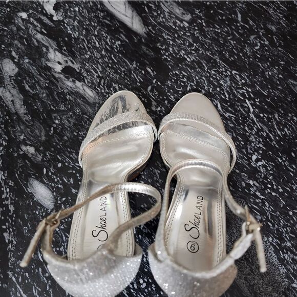 BRAND NEW SHOE LAND SHIMMER GLITTER  HIGH HEEL STILETTO ROUND TOE SANDAL - Picture 7 of 16